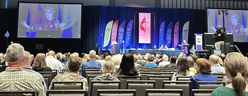 Bishop Olewine addresses Annual Conference delegates