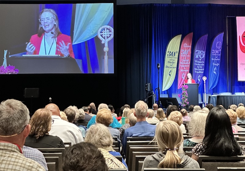 Dr. Ashley Boggan addresses Annual Conference delegates